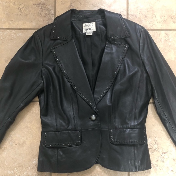 Vakko Jackets & Blazers - VAKKO Studded Sport Leather Blazer